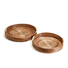 Load image into Gallery viewer, Two&#39;s Company Cap Juluca Set of 2 Hand-Crafted Cane Round Trays

