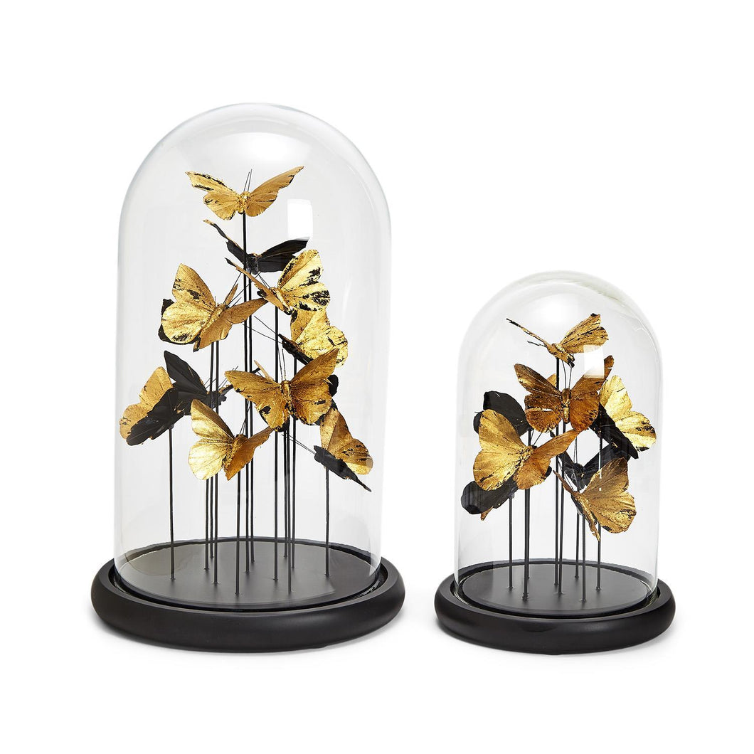 Two's Company Set of 2 Golden Butterflies in Dome