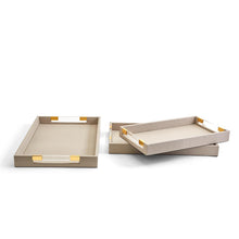 Load image into Gallery viewer, Two&#39;s Company Taupe Set of 3 Decorative Rectangle Tray with Acrylic Handles
