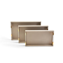 Load image into Gallery viewer, Two&#39;s Company Taupe Set of 3 Decorative Rectangle Tray with Acrylic Handles
