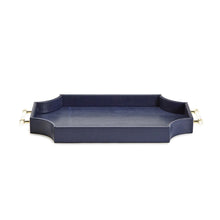 Load image into Gallery viewer, Two&#39;s Company Regency Decorative Navy Rectangle Tray with Scallop Sides
