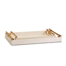 Load image into Gallery viewer, Two&#39;s Company Set of 2 Antique Cream Faux Leather Decorative Rectangle Trays
