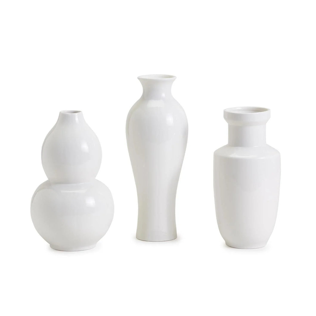 Two's Company Imperial White Set of 3 Hand Turned Vases