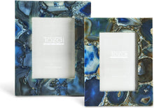 Load image into Gallery viewer, Two&#39;s Company Genuine Blue Agate Set of 2 Photo Frames
