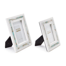 Load image into Gallery viewer, Tozai Amazonite Inlay Set of 2 White Marble Photo Frames
