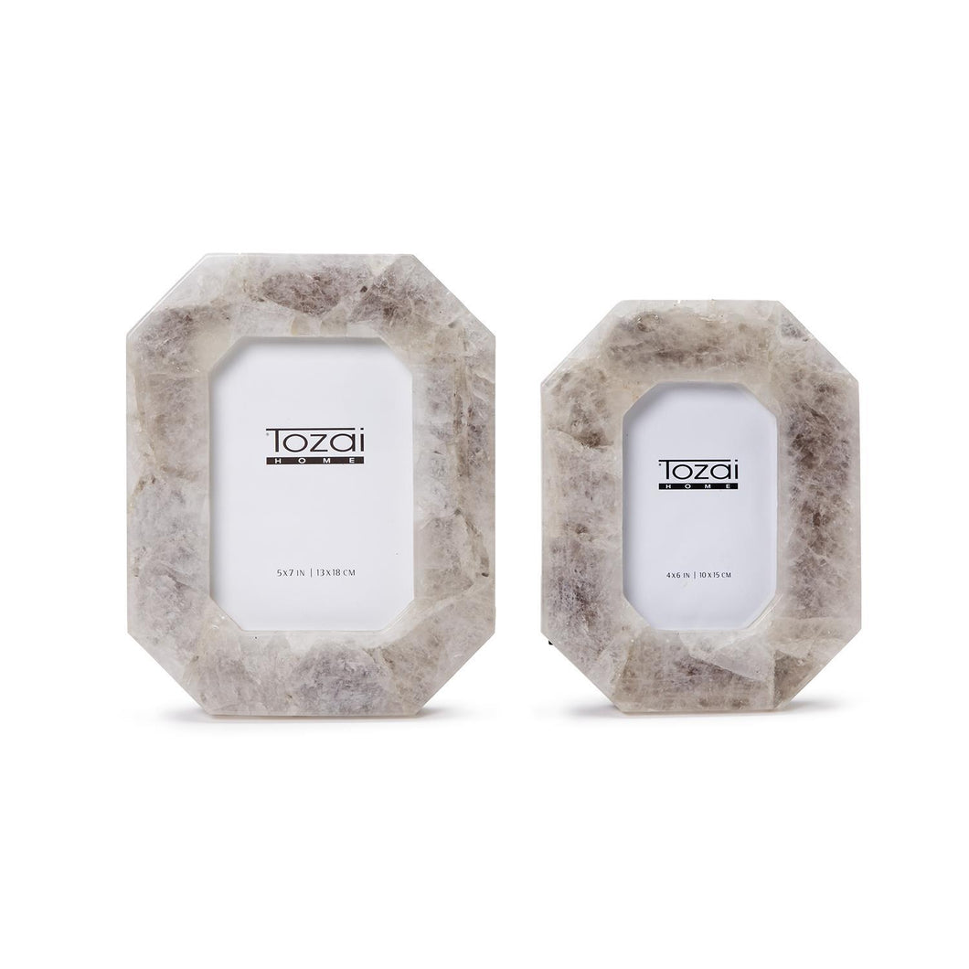 Tozai Set of 2 White Quartz Photo Frames