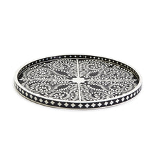 Load image into Gallery viewer, Two&#39;s Company Jaipur Palace Black and White Decorative Round Serving Tray
