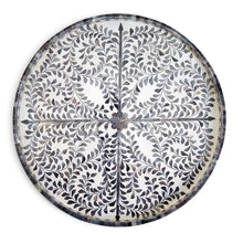 Load image into Gallery viewer, Two&#39;s Company Jaipur Palace Gray and White Inlaid Decorative Round Serving Tray
