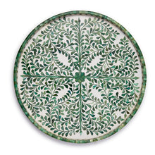 Load image into Gallery viewer, Tozai Green and White Inlaid Decorative Round Decorative Tray
