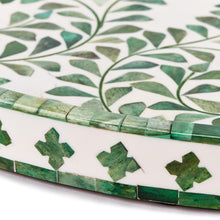 Load image into Gallery viewer, Tozai Green and White Inlaid Decorative Round Decorative Tray
