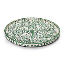 Load image into Gallery viewer, Tozai Green and White Inlaid Decorative Round Decorative Tray
