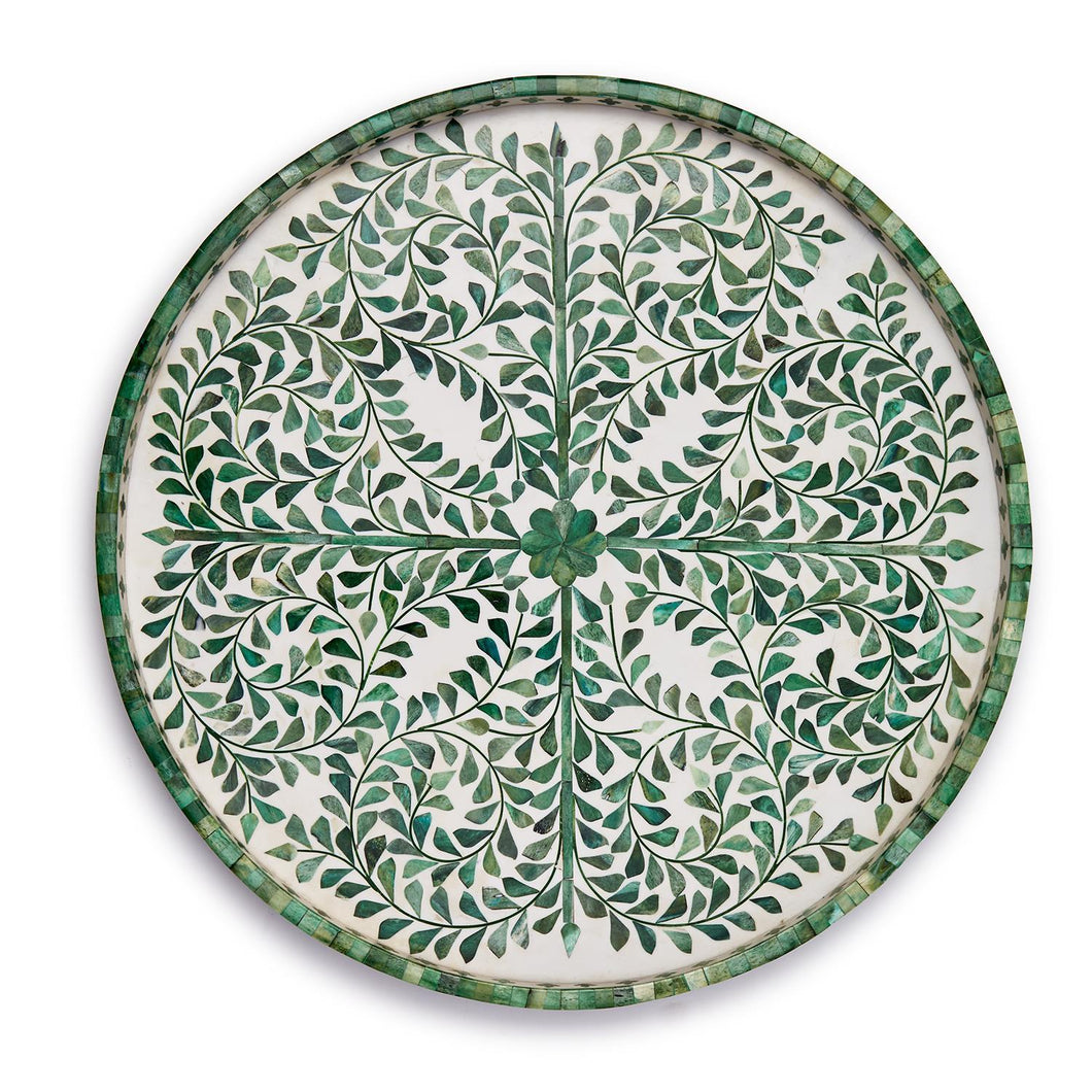 Tozai Green and White Inlaid Decorative Round Decorative Tray