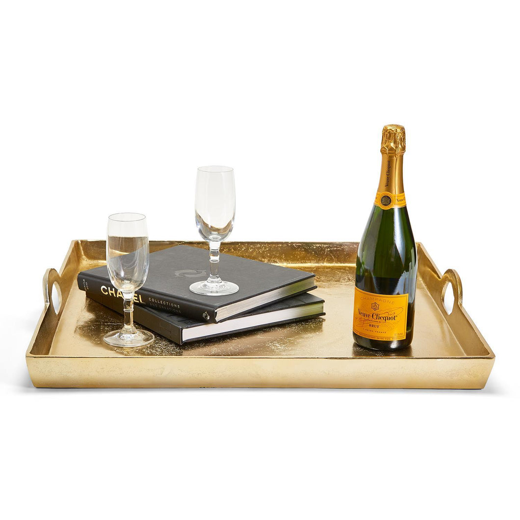Two's Company Hotel De Ville Gold Decorative Aluminum Square Tray