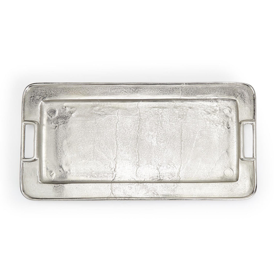 Two's Company Normandie Decorative Rectangular Silver Tray (Recycled Aluminum)