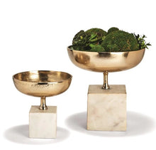 Load image into Gallery viewer, Two&#39;s Company Set of 2 Chalice Bowl Sculptures on Marble Bases

