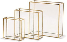 Load image into Gallery viewer, Two&#39;s Company Windows Square Set of 3 Vases With Gold Metal Trim
