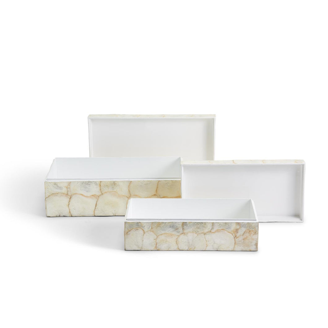 Two's Company Super White Capiz Shell Accent Set of 2 Boxes