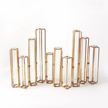 Load image into Gallery viewer, Tozai Lavoisier Hinged Flower Vases With Antiqued Gold Finish, 10-Piece Set
