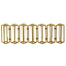 Load image into Gallery viewer, Two&#39;s Company Lavoisier Set of 7 Small Hinged Flower Vases With Antiqued Gold Finish
