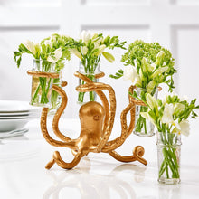 Load image into Gallery viewer, Two&#39;s Company Golden Bronze Octopus Shot Glass Holder (w/ 6 shot glasses)
