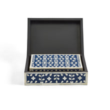 Load image into Gallery viewer, Two&#39;s Company Set of 2 Flower and Petals Blue &amp; White Tear Hinged Cover Boxes
