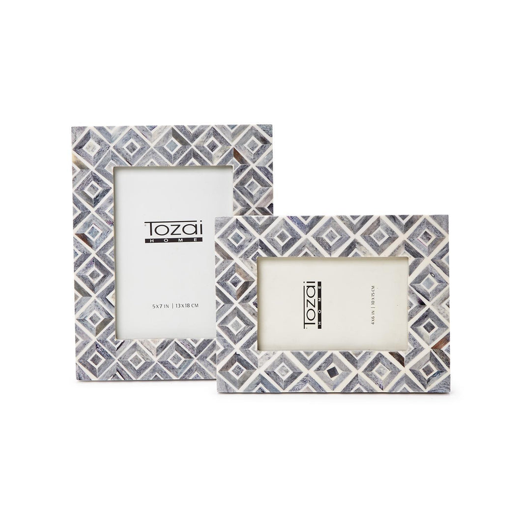 Tozai Set of 2 Grey Diamond Pattern Photo Frames