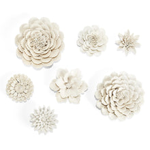Load image into Gallery viewer, Two&#39;s Company White Porcelain Garden Flower Wall Sculptures, 7-Piece Set
