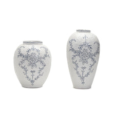 Load image into Gallery viewer, Tozai Home Set of 2 Blue and White Vases
