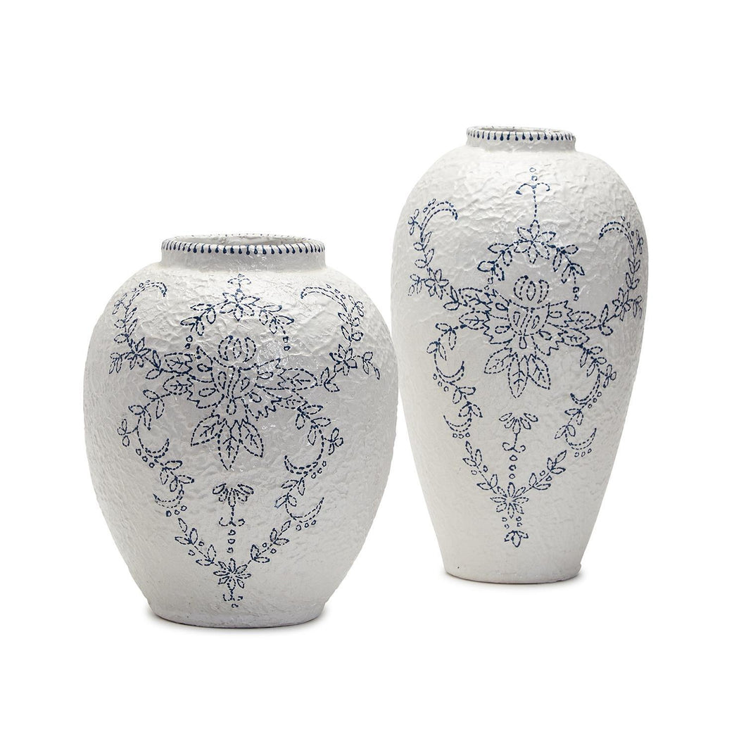 Tozai Home Set of 2 Blue and White Vases