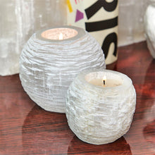Load image into Gallery viewer, Two&#39;s Company Glaciers Set of 3 Selenite Crystal Sphere Candleholders
