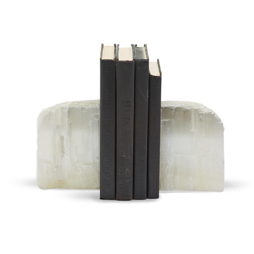 Two's Company Glaciers Set of 2 Selenite Crystal Bookends