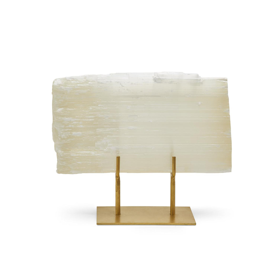 Two's Company Selenite Slab on Gold Stand