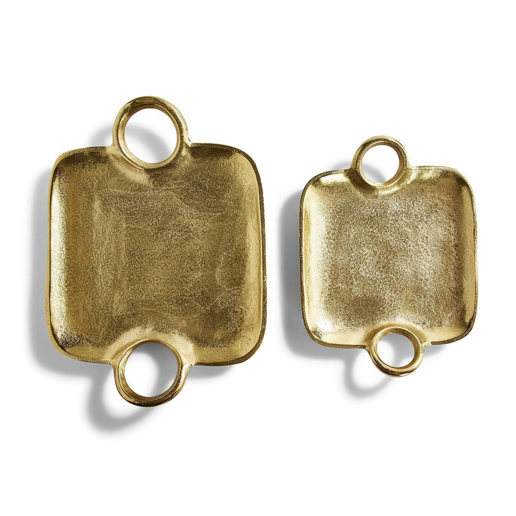 Two's Company Set of 2 Metropolitan Decorative Gold Trays w/ Handles