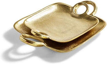 Load image into Gallery viewer, Two&#39;s Company Set of 2 Metropolitan Decorative Gold Trays w/ Handles
