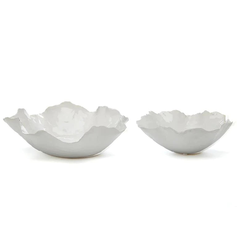 Two's Company White Free Form Serving Bowls (Set of 2) Food Safe