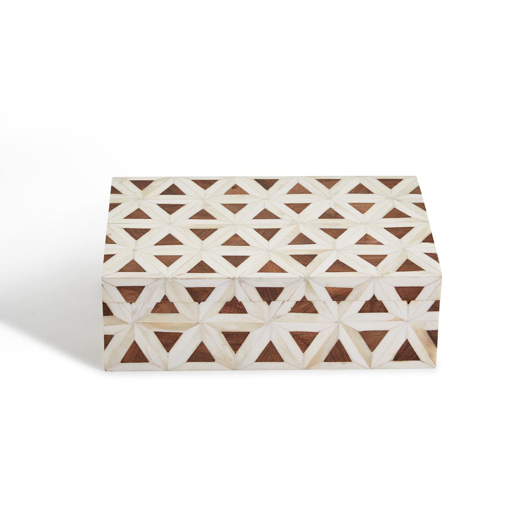 Two's Company Iniala Triangle Patterned Bone Covered Box