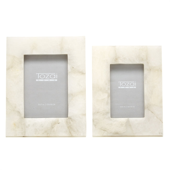 Two's Company White Quartz Set of 2 Photo Frames in Gift Box (4x6