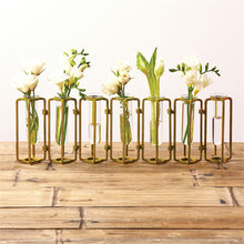 Load image into Gallery viewer, Two&#39;s Company Lavoisier Set of 7 Small Hinged Flower Vases With Antiqued Gold Finish

