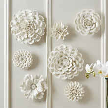 Load image into Gallery viewer, Two&#39;s Company White Porcelain Garden Flower Wall Sculptures, 7-Piece Set
